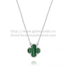 Висулка Van Cleef Arpels Alhambra от бяло злато с малахитов седеф 15 мм