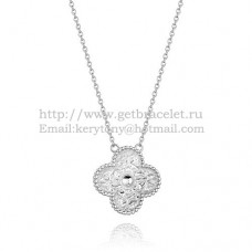 Висулка Van Cleef Arpels Alhambra от бяло злато с кръгли диаманти