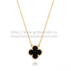 Висулка Van Cleef Arpels Alhambra от жълто злато с черен ахат, седеф 15 мм