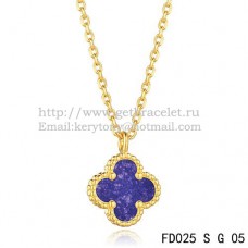 Висулка Van Cleef Arpels Sweet Alhambra от жълто злато с лапис седеф 9 мм