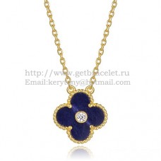 Висулка Van Cleef Arpels Alhambra от жълто злато с лапис и кръгли диаманти