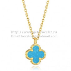 Висулка Van Cleef Arpels Sweet Alhambra от жълто злато с тюркоаз и седеф 9 мм