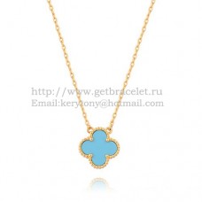 Висулка Van Cleef Arpels Alhambra от жълто злато с тюркоаз и седеф 15 мм
