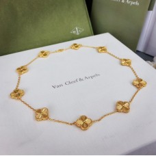 Дълго колие Van Cleef Arpels Alhambra 10 мотива Гилоширано жълто злато