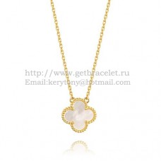 Висулка Van Cleef Arpels Alhambra от жълто злато и бял седеф 15 мм