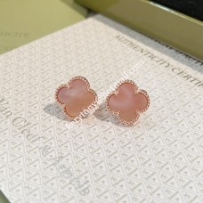Обеци Van Cleef Arpels Alhambra от розово злато с имитация на розов седеф